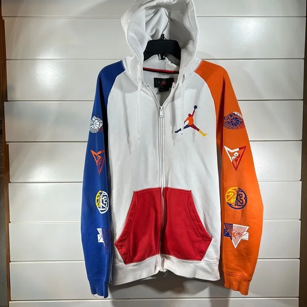 Air Jordan Jumpman DNA Colorblock Full Zip Hoodie w/ Colorful Logos - Picture 1 of 7